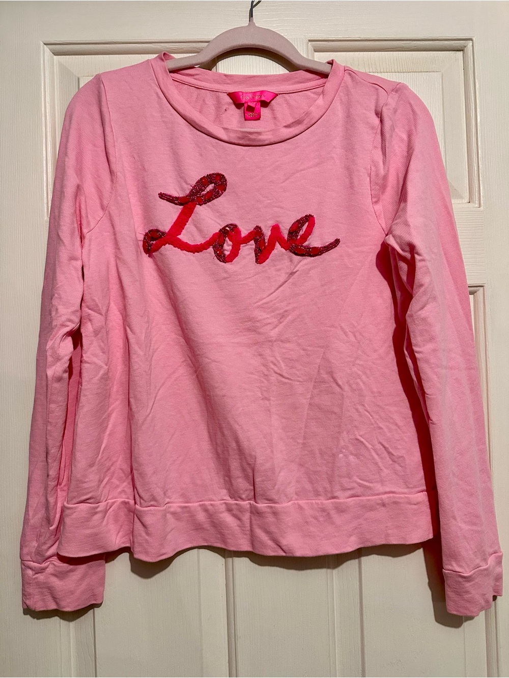 Lilly Pulitzer Pink Long-Sleeve 'Love' Bead Embellished Sweatshirt